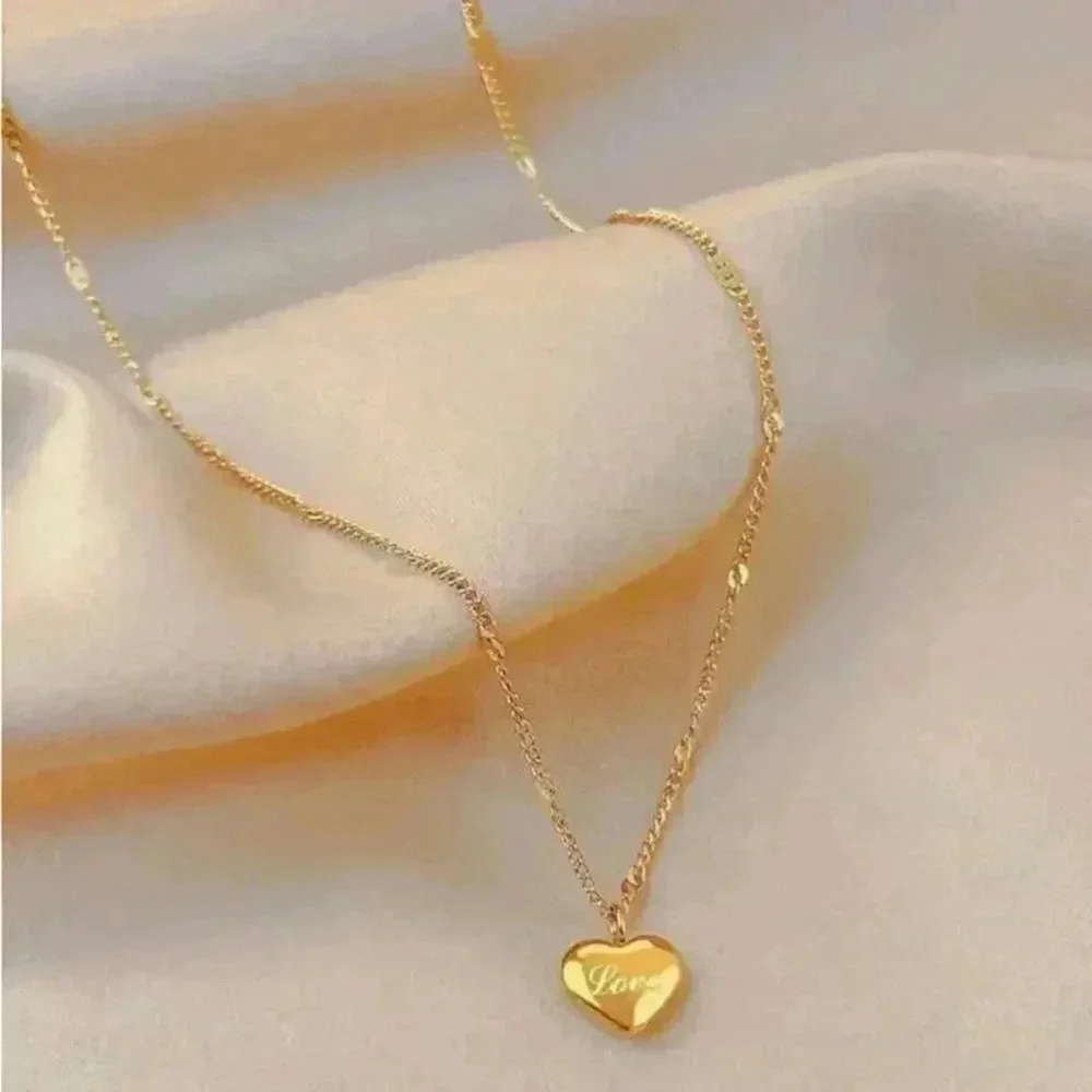💫Heart Charm Necklace Yellow Gold - Picture 5 of 5